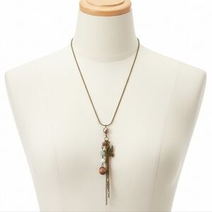 Vintage Bronze Multi-Color Pendant Necklace | Boho Chic Jewelry Adjustable Chain